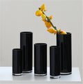 Black Cylinder Glass Vase – Modern Minimalist. (10-25cm)