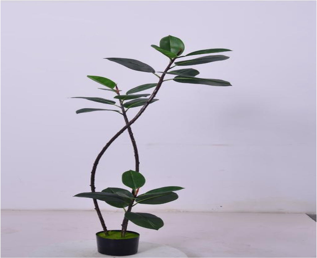 Artificial Rubber Plant – Twisted Stem Minimalist Design (1.4m)