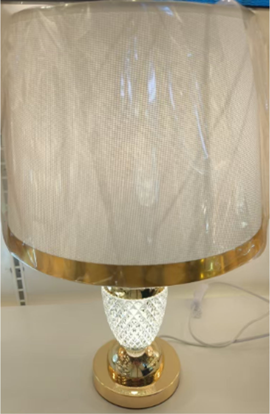 Classic Crystal Base Table Lamp – Gold & Fabric Shade