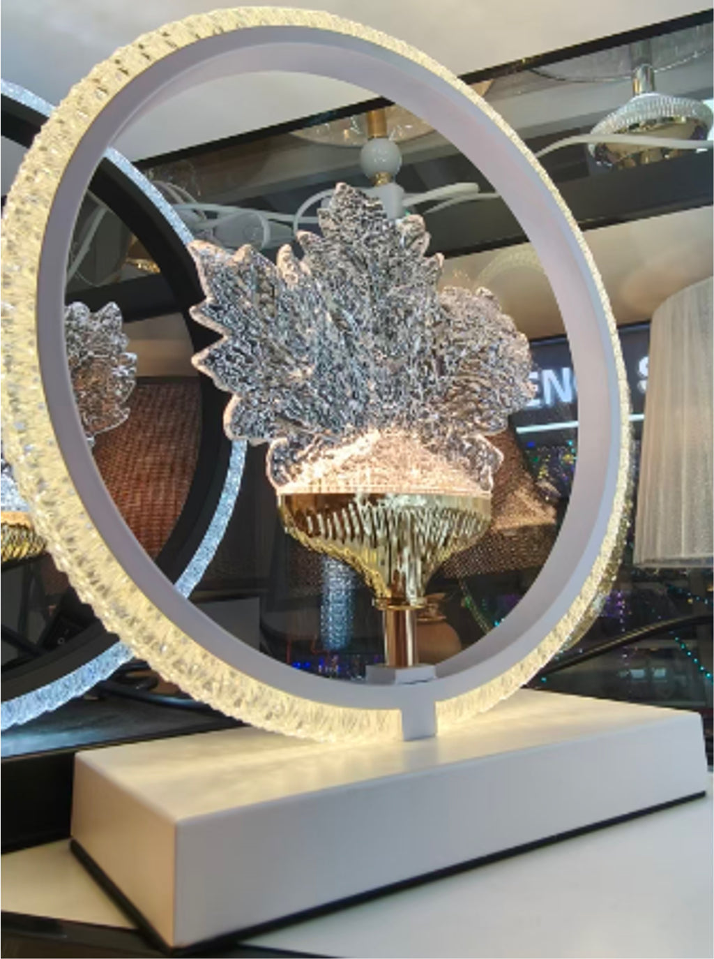 Crystal Halo LED Table Lamp – Modern Ring Design