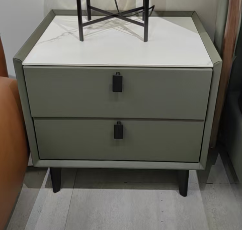 DARA Bedside Table – Modern Upholstered 2-Drawer Nightstand