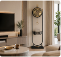 Regal Stand Floor Clock with Storage Basket – Black & Gold (182-50-22cm) item No: 72280