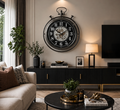 Nova Gear Wall Clock – Black & Chrome Modern Design (74-60-7cm) Item No: 75083A