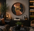 Modern Art Gear Wall Clock – Copper & Black Design (59-59-8cm) Item No: 75075A