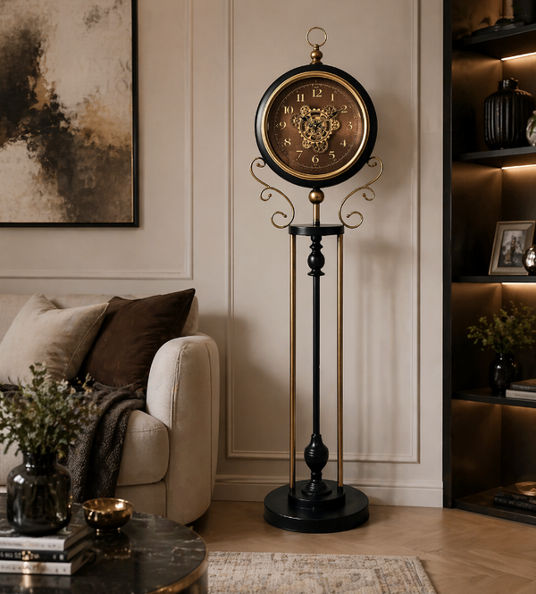 • Royal Black & Gold Floor Clock (155-43-33cm) Item No: 72279-2