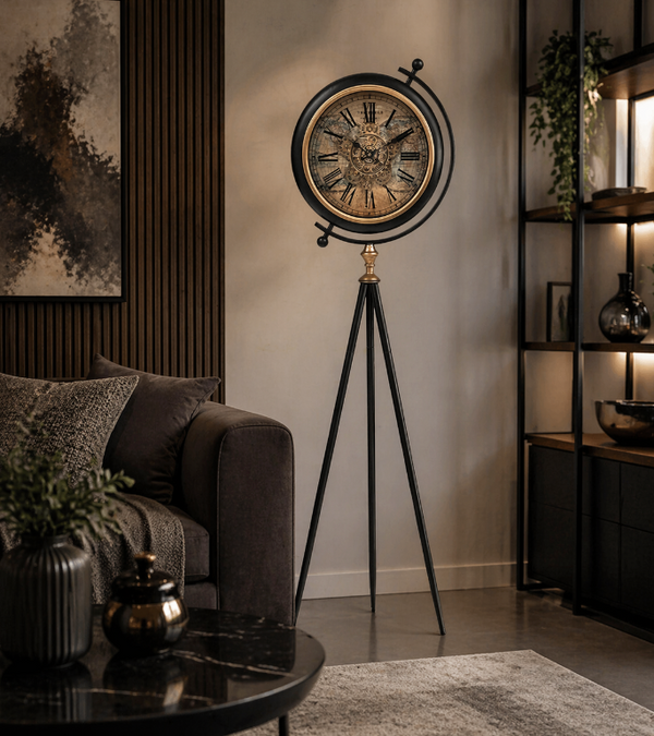 Atlas Tripod Standing Clock – Vintage Industrial Edition (158-40-33cm) Item No: 72199-E