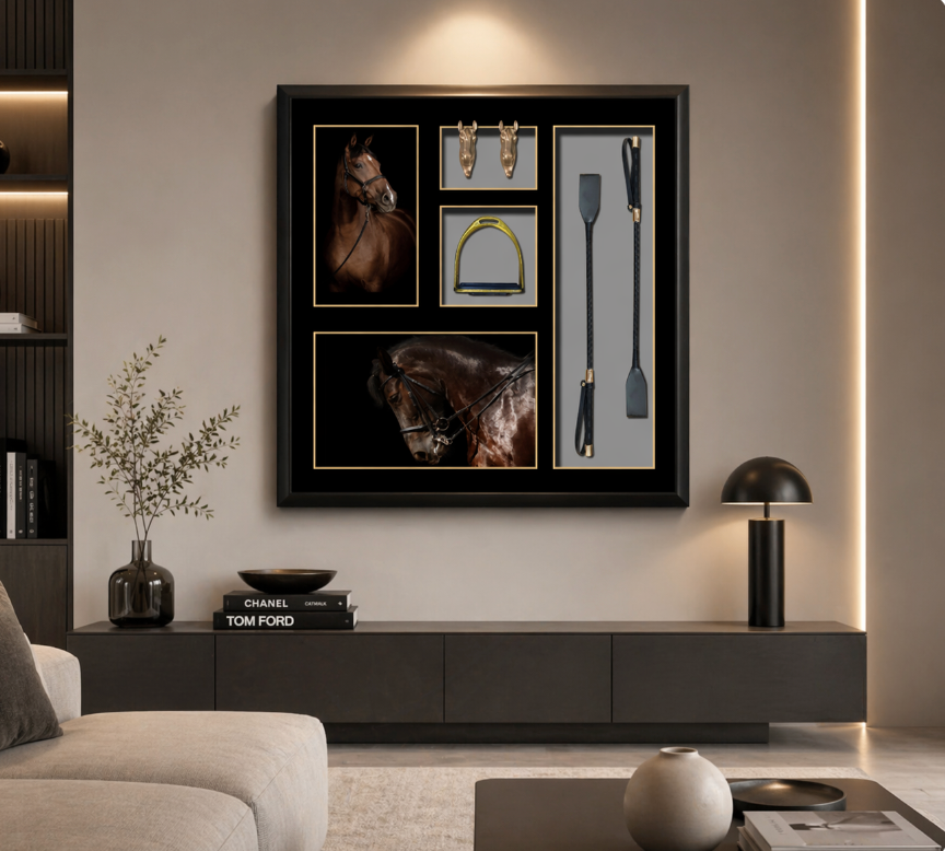 Equestrian Heritage Shadow Box Frame – Luxury Horse Wall Art (80-80cm)
