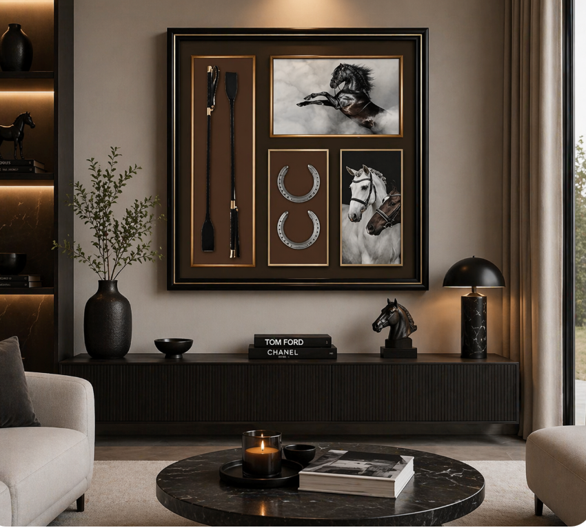Equestrian Power Shadow Box Frame – Modern Horse Wall Art (80-80cm) ITEM NO: SW-007