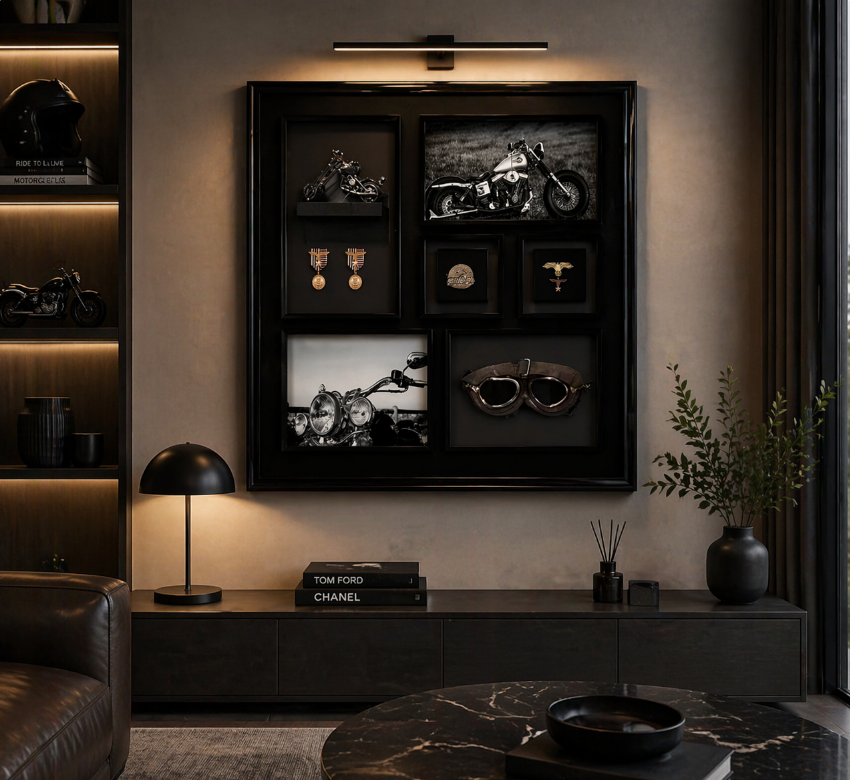 Vintage Motor Heritage Shadow Box Frame – Motorcycle Wall Art (80-80cm)