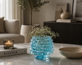 Aqua Ripple Glass Bowl Vase – Modern Sculptural Accent (20-20-18cm) ITEM NO: BX248-19BL-2