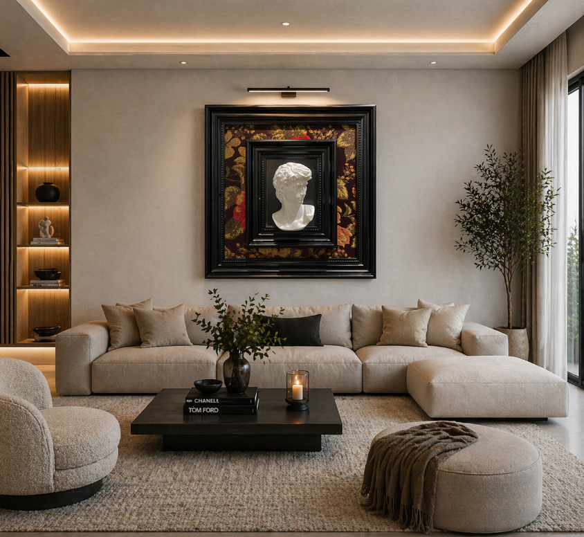 Classic Sculptural Wall Art Frame – Luxury Floral Heritage Design (44-44cm). ITEM NO: LY-010