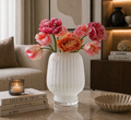 Frosted Ribbed Glass Vase – Soft Minimalist Elegance (16-31.5cm) ITEM NO: BX25599