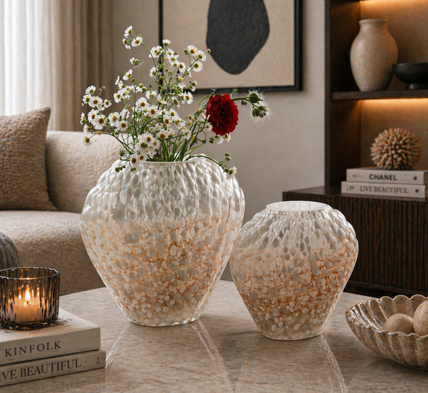 Textured Stone Glass Vase – (25.5-10-20cm)