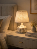 Marble Effect Table Lamp – Soft Fabric Shade. ITEM NO: MT336