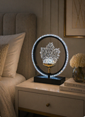 Black Crystal Halo LED Lamp – Modern Ring Statement Light.  ITEMNNO: 8520 BLACK