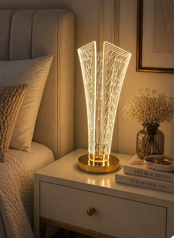 Aurora Crystal LED Table Lamp – Modern Sculptural Glow. ITEM NO: 6423