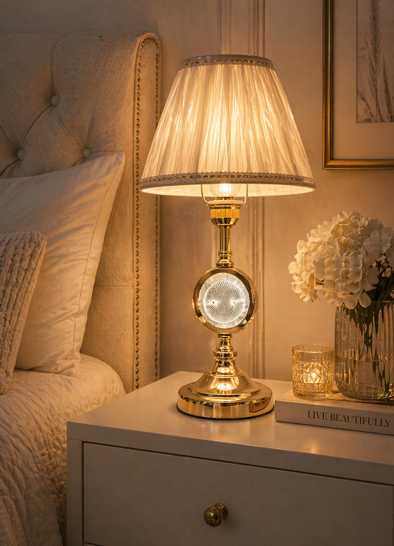 Classic Luxe Bedside Lamp with Crystal Accent
