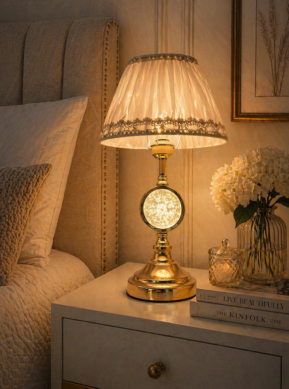 Classic Crystal Accent Table Lamp – Gold Luxe Edition. ITEM NO: 8644