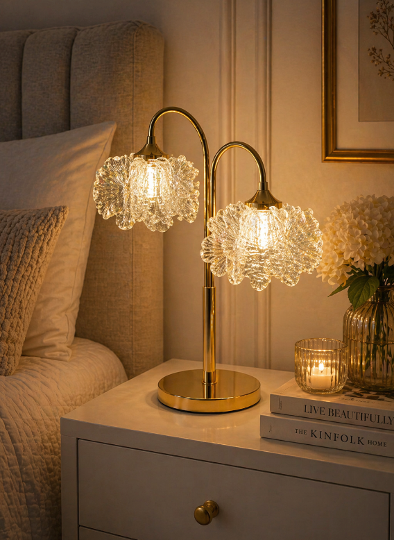 Dual Glass Bloom Table Lamp – Gold Modern Luxe