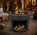 Round Fire Pit with Wood Storage – Magnesium Oxide Finish (52-52-54cm) Item No: R231304-2