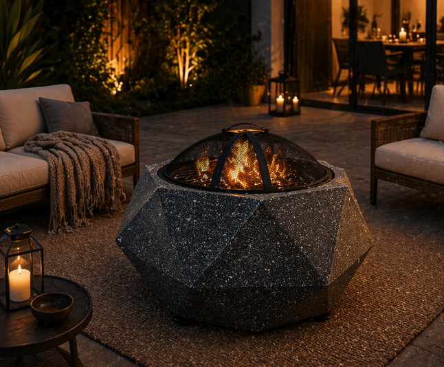 Geometric Fire Pit – Magnesium Oxide Stone Finish (69-64-48cn)