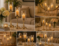 Luxe Gold Candle Holder Trio – Glass Cylinder. 1 PIECE. 9446-8