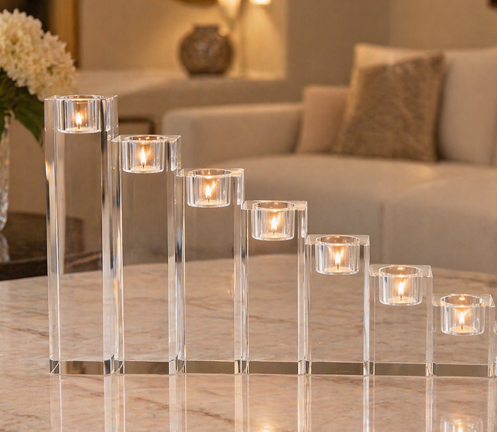 DARA Cascade Crystal Candle Holder Set of 7