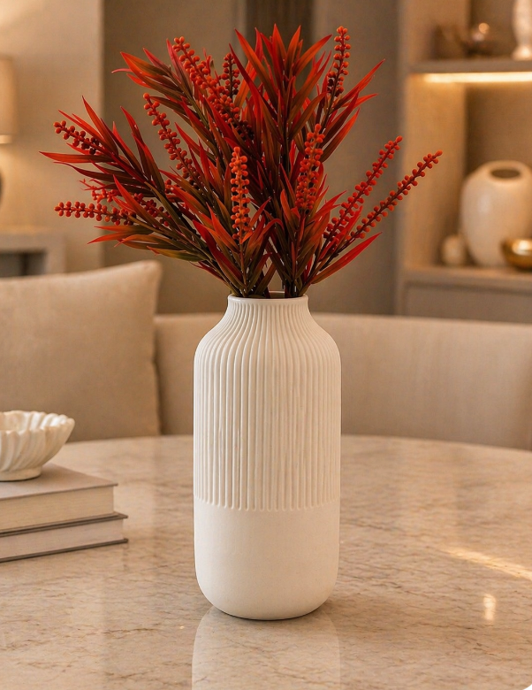 DARA Ribbed Ceramic Statement Vase