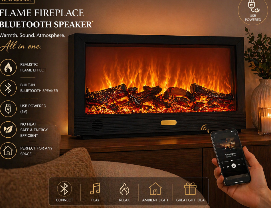DARA Glow Flame Fireplace Speaker (USB Powered)