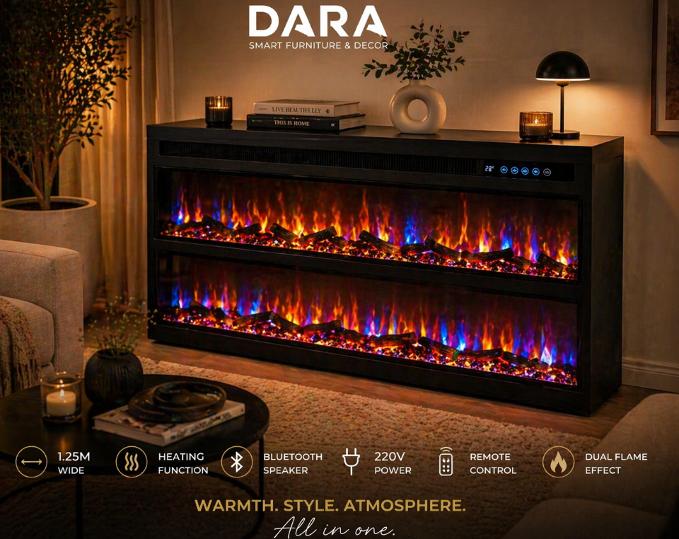 DARA DualFlame 1250 Freestanding Smart Fireplace Heater