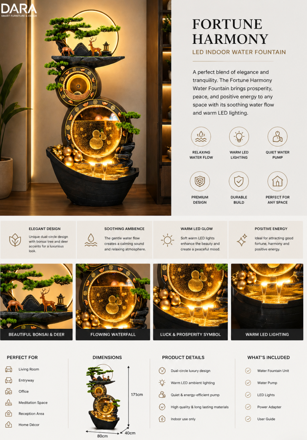 Fortune Harmony LED Indoor Water Fountain
