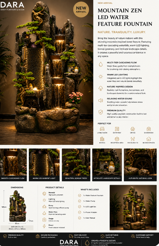 Mountain Cascade LED Water Feature Fountain