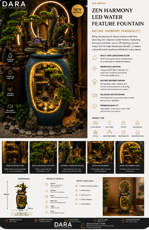 Zen Oasis LED Water Feature Fountain