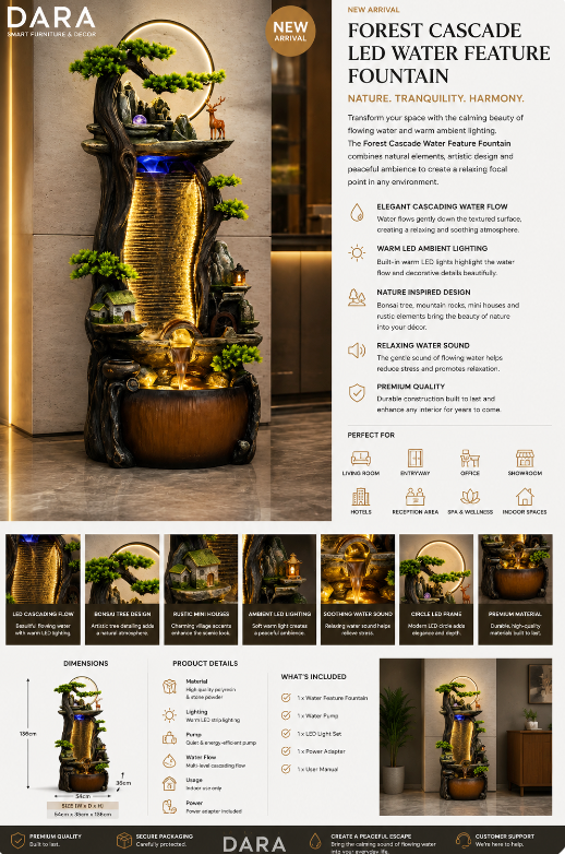 Forest Cascade LED Water Feature Fountain