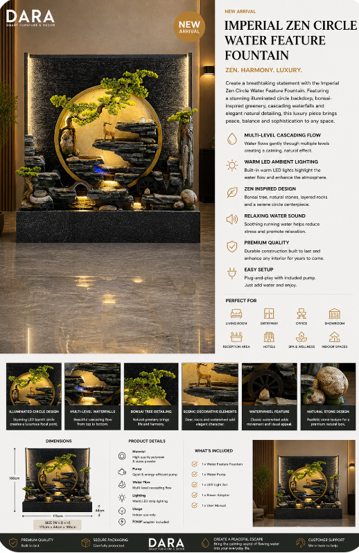Imperial Zen Circle Water Feature Fountain