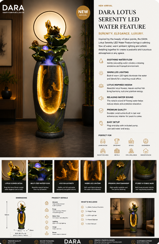 DARA Lotus Serenity LED Water Feature