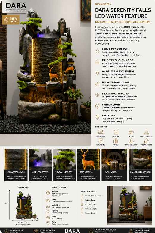 DARA Serenity Falls LED Water Feature