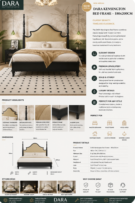 DARA Kensington Bed Frame – King Size