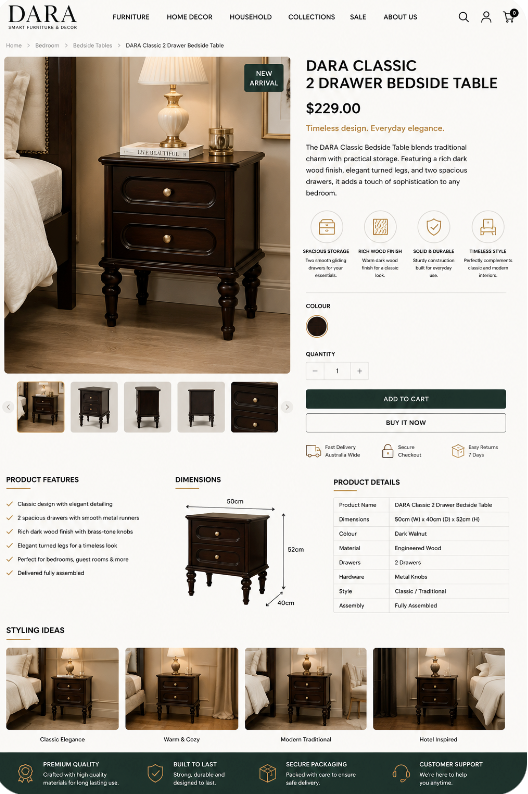DARA Classic Bedside Table