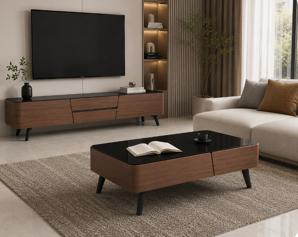 Aspen Glass Storage Coffee Table