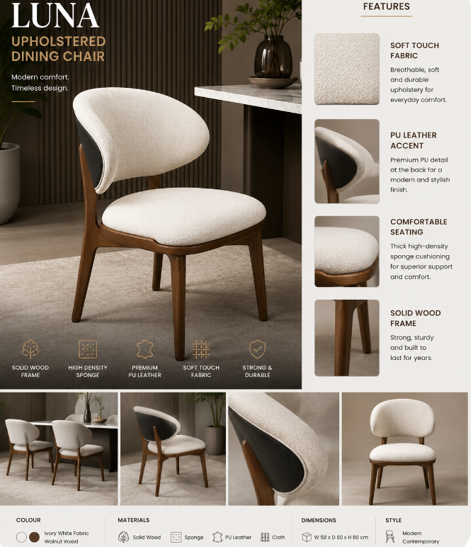 DARA Luna Upholstered Dining Chair