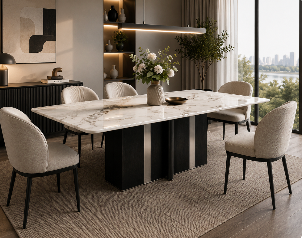 Monaco Marble Dining Table – 160cm