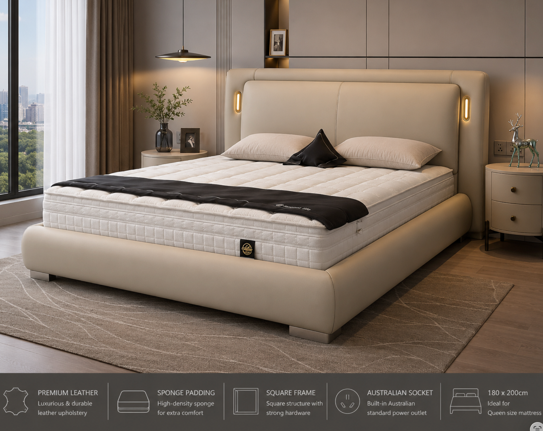 Luxe Upholstered Bed Frame – 180 x 200cm