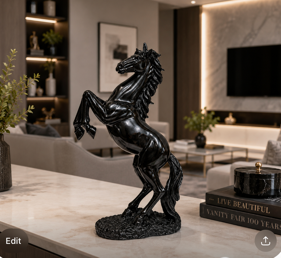 Majestic Rearing Horse Resin Statue – Black. item No:  3378