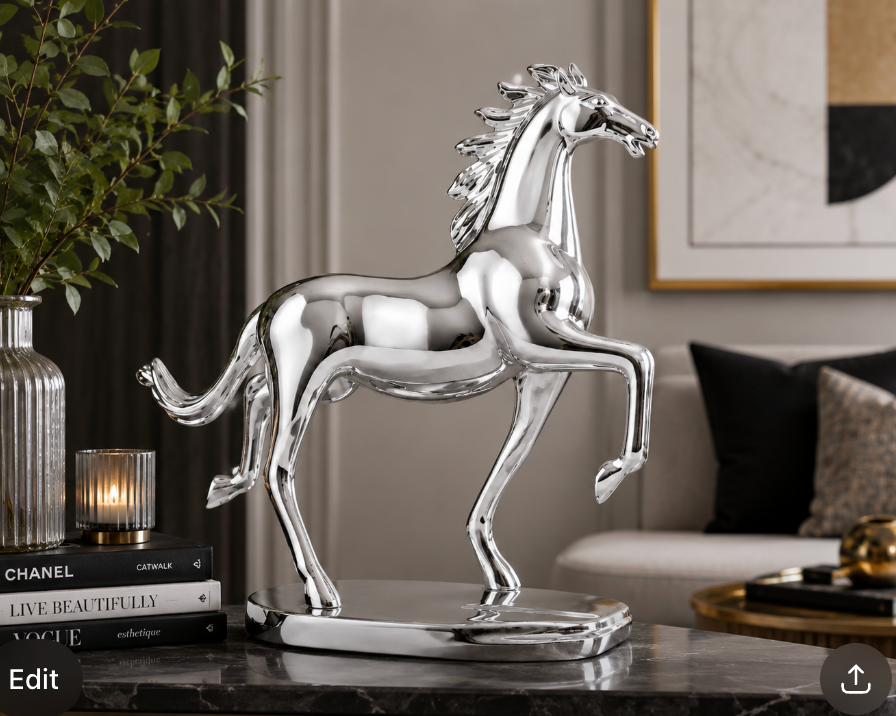 Silver Horse Resin Sculpture – Modern Decorative Statue. Item No: 2155 walk silver