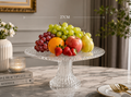 27cm Clear Glass Pedestal Fruit Plate – Textured Serving Stand