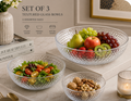 Diamond Textured Clear Glass Bowl Set – 3 Piece