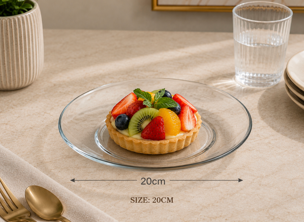 20cm Clear Glass Dessert Plate. Item NO:m RC2002GP