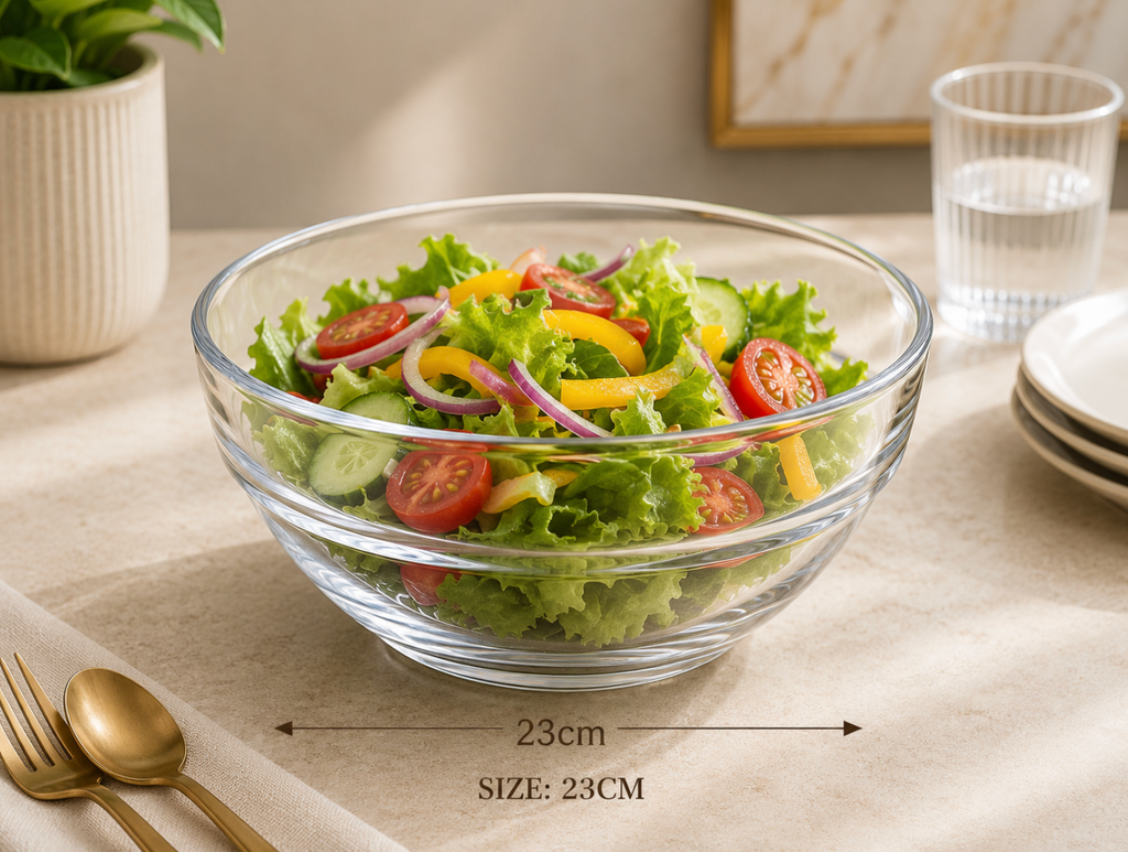 23cm Clear Glass Serving Bowl. Item No: RC23093-L