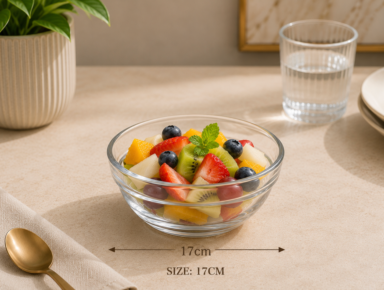 17cm Clear Glass Serving Bowl.   Item No: RC177W-MM